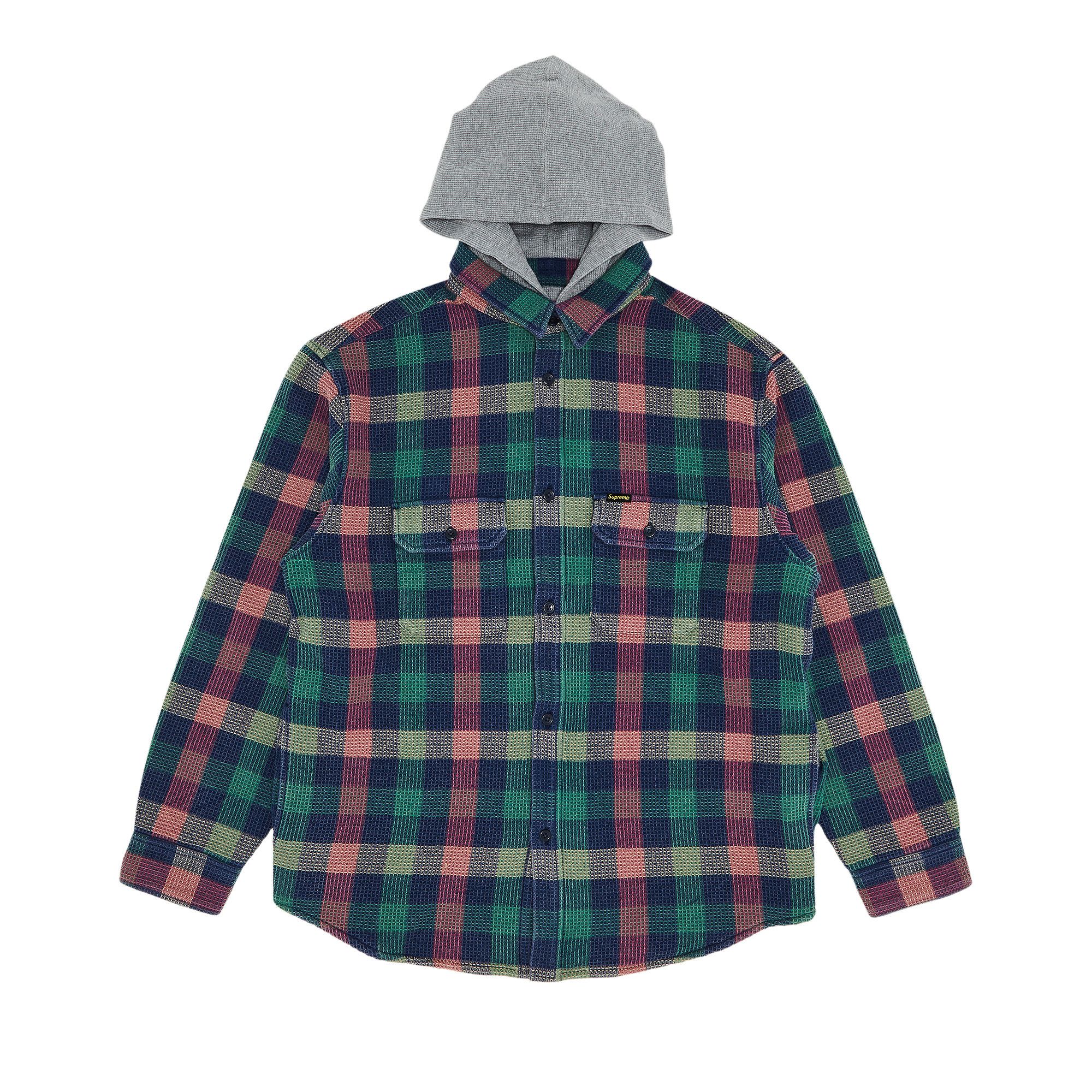 Supreme Waffle Plaid Hooded Shirt Black Multi 2colors FW24