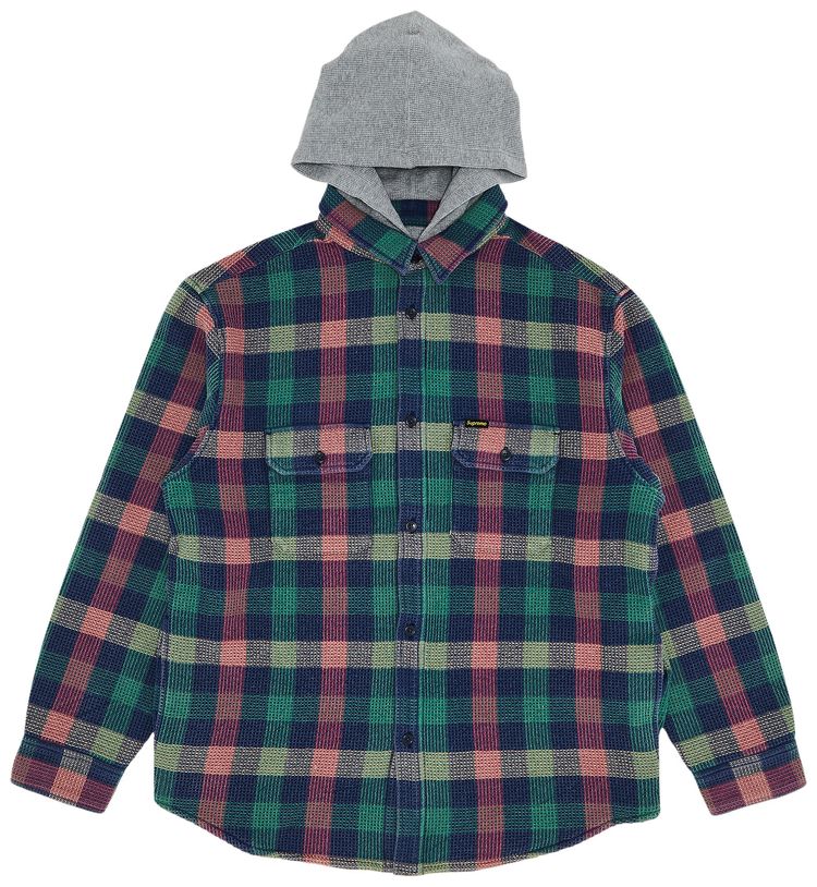 Supreme Waffle Plaid Hooded Shirt Multicolor