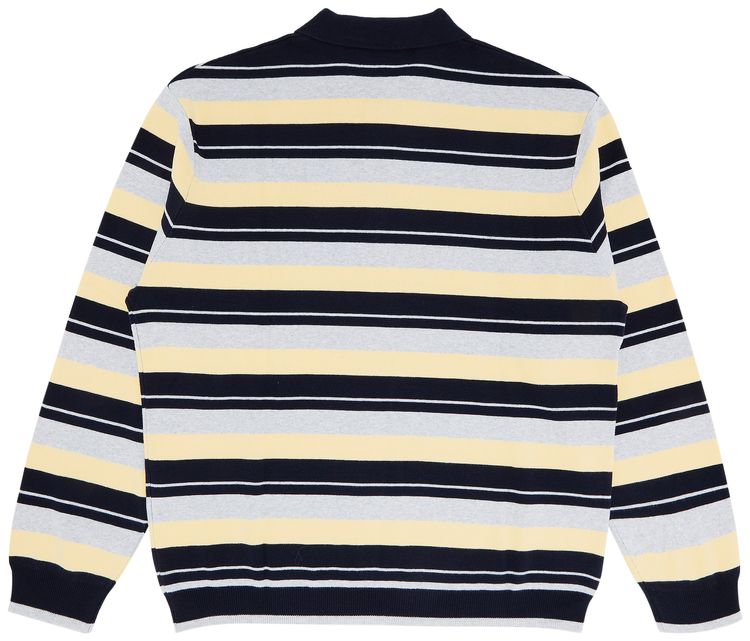 Supreme Stripe Zip Long Sleeve Polo Navy