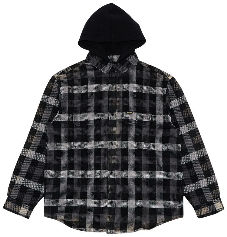 Buy Supreme Waffle Plaid Hooded Shirt 