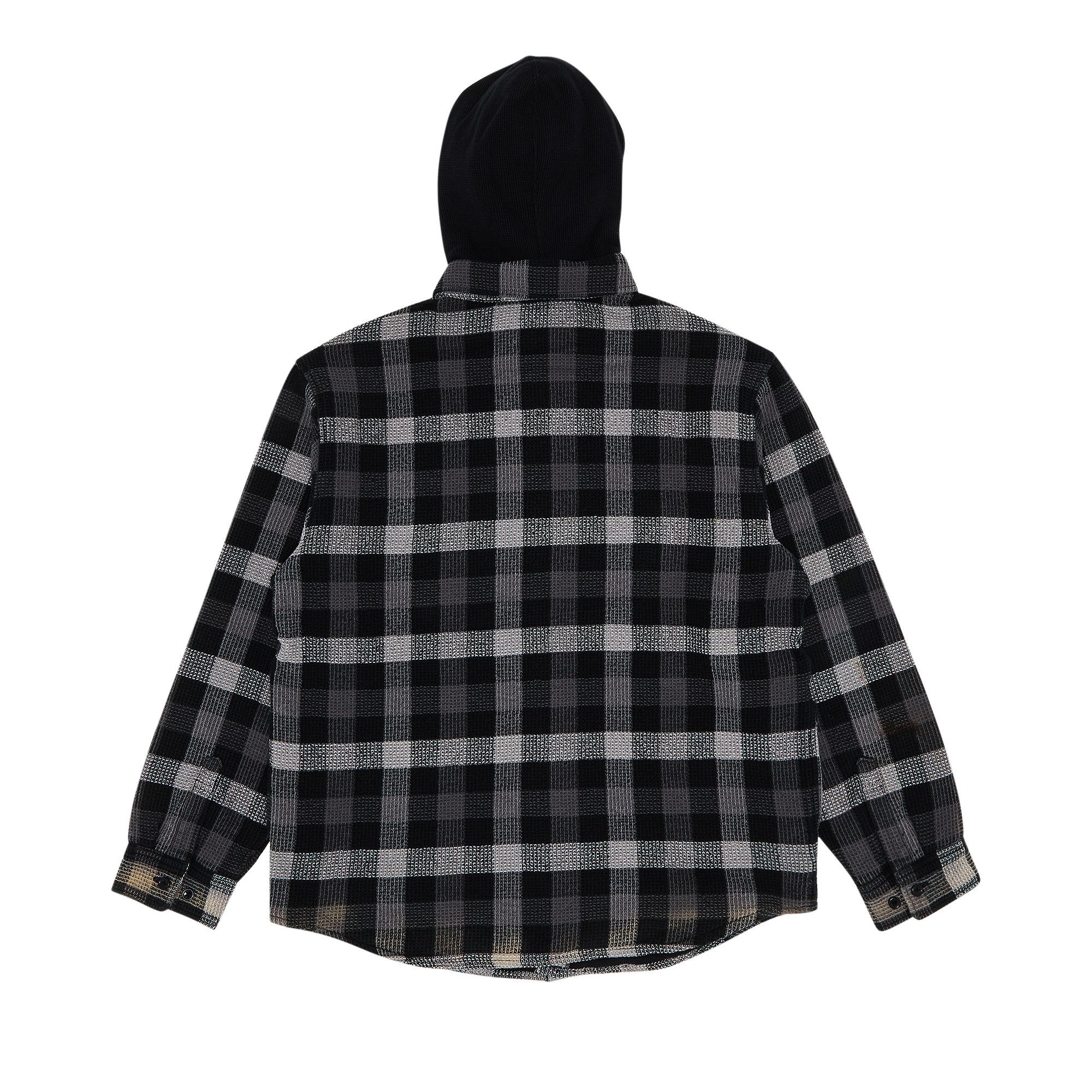 Size xl Supreme Waffle Plaid Hooded Shirt 'Black'