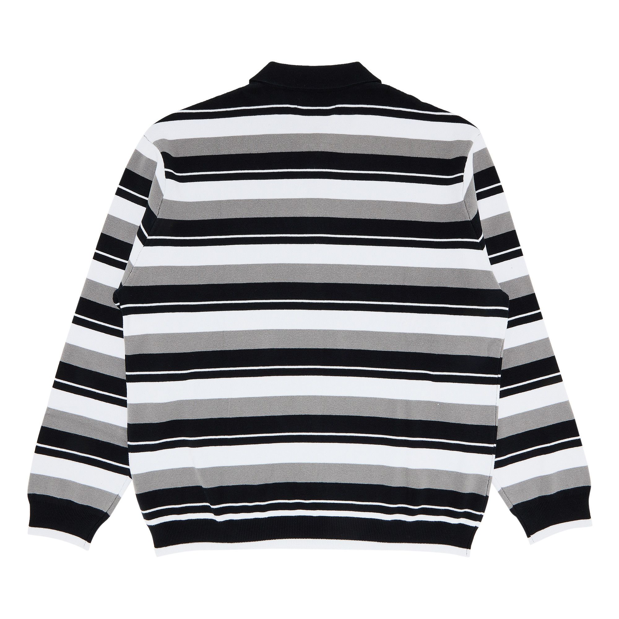 Supreme Stripe Zip L/S Polo Black Men's - FW24 - US