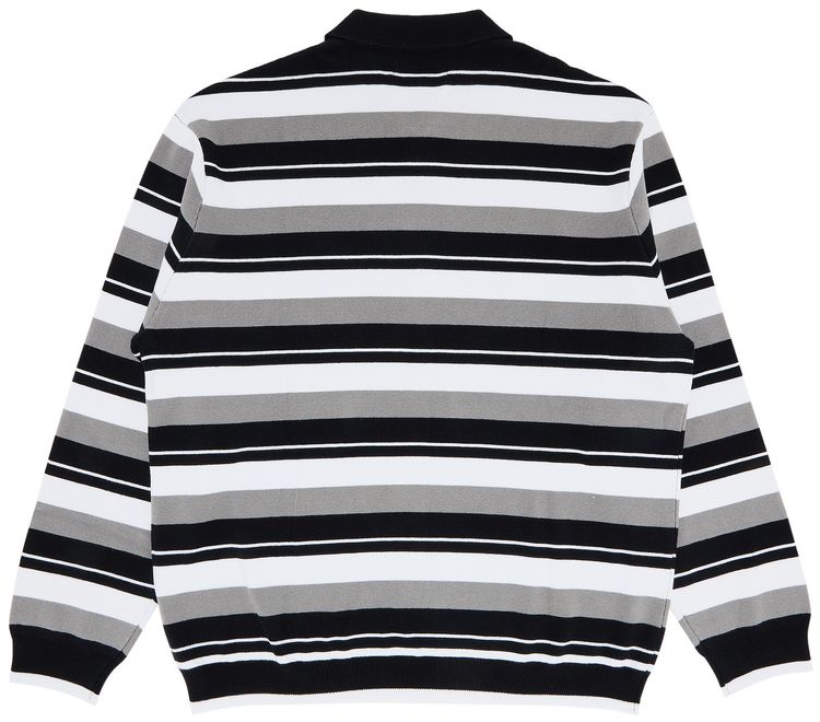 Supreme Stripe Zip Long Sleeve Polo Black