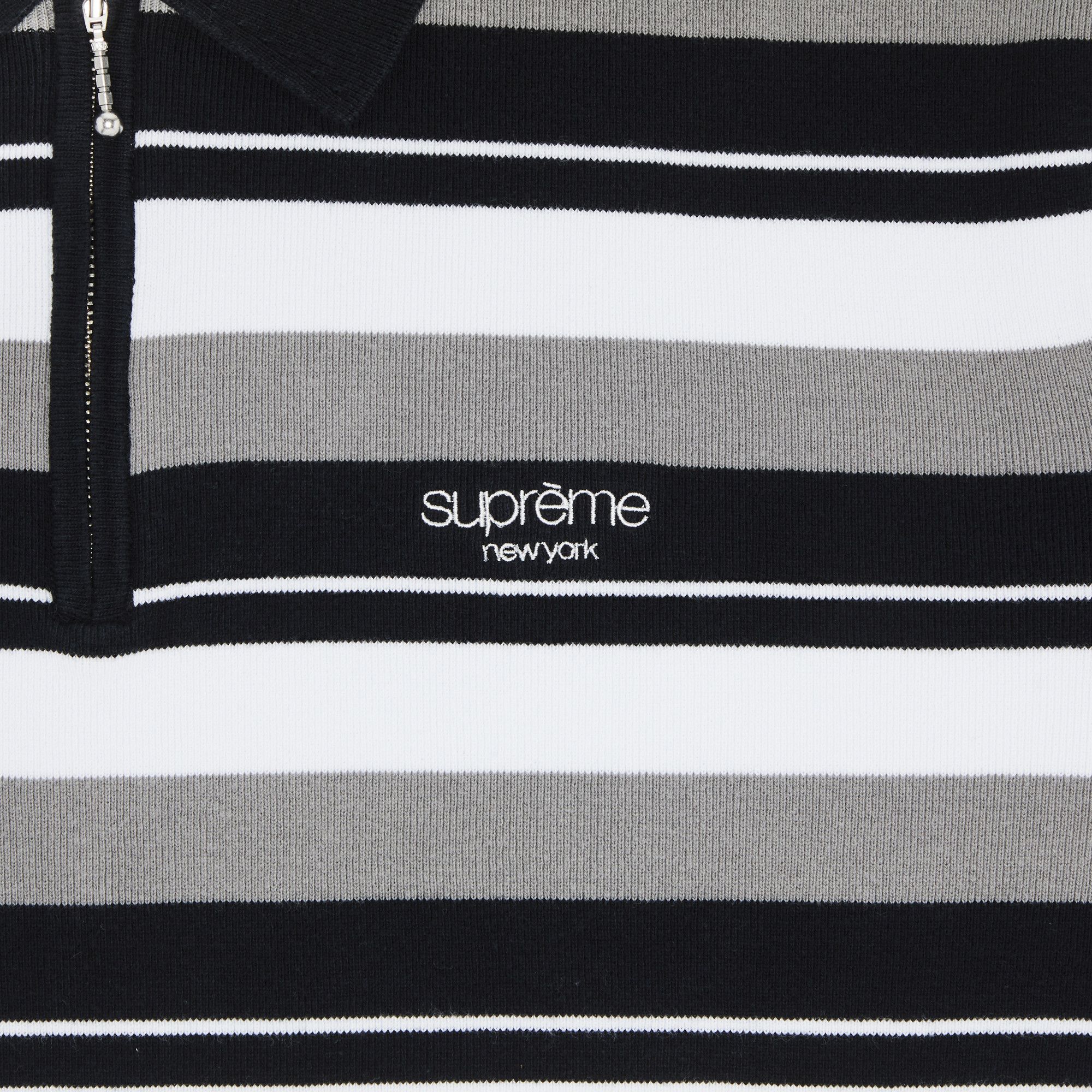 Buy Supreme Stripe Zip Long-Sleeve Polo 'Black' - FW24KN84