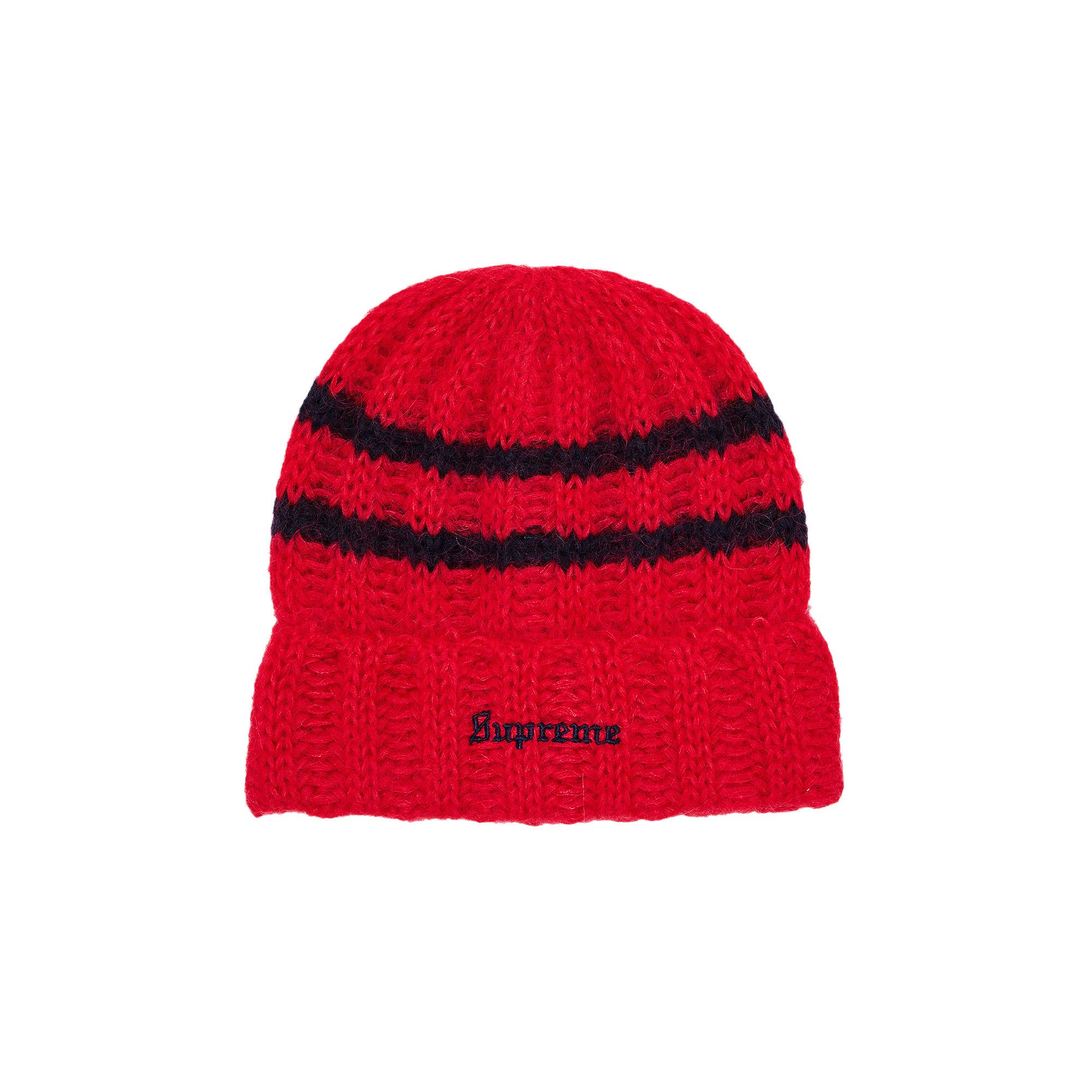 Buy Supreme Brushed Stripe Beanie Red FW24BN18 RED GOAT NL
