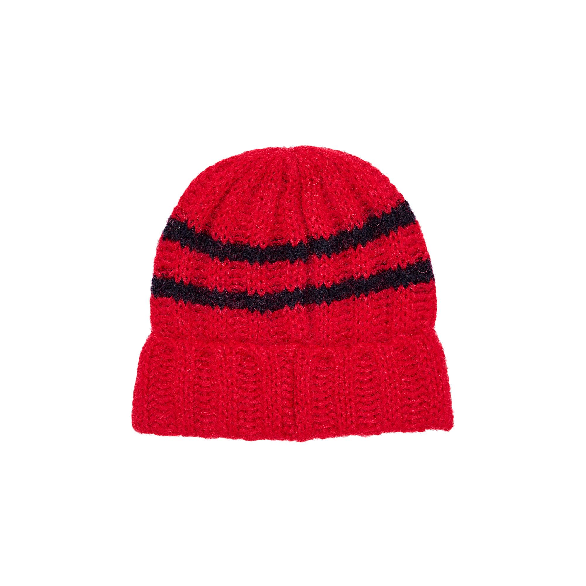 Supreme Brushed Stripe Beanie 'Red'