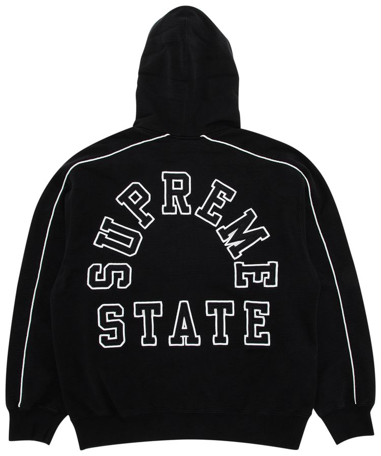 Supreme State Zip Up Hooded Sweatshirt Black
