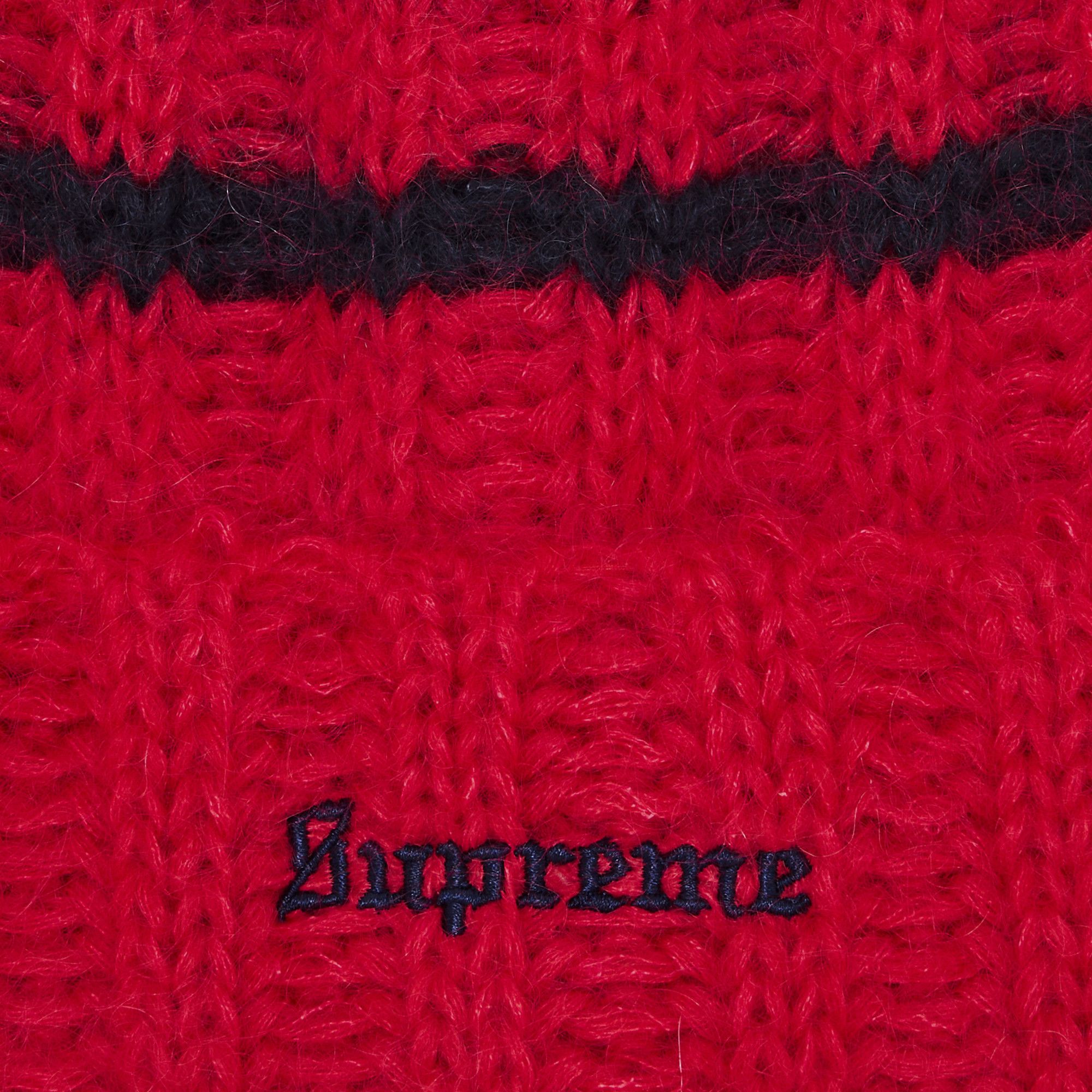 Supreme Brushed Stripe Beanie 'Red'