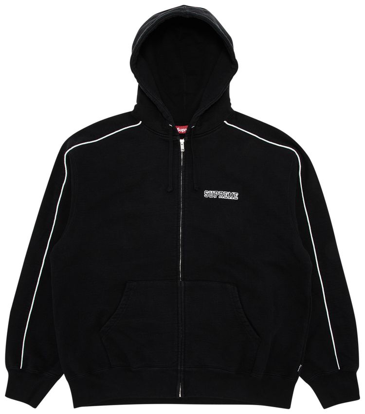 Supreme State Zip Up Hooded Sweatshirt Black