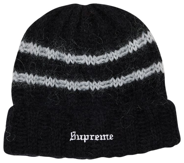 Supreme Brushed Stripe Beanie Black