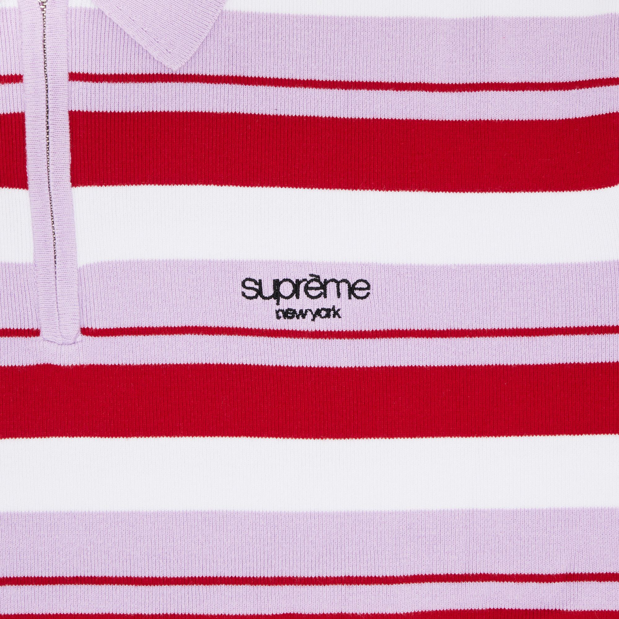 Buy Supreme Stripe Zip Long-Sleeve Polo 'Light Purple