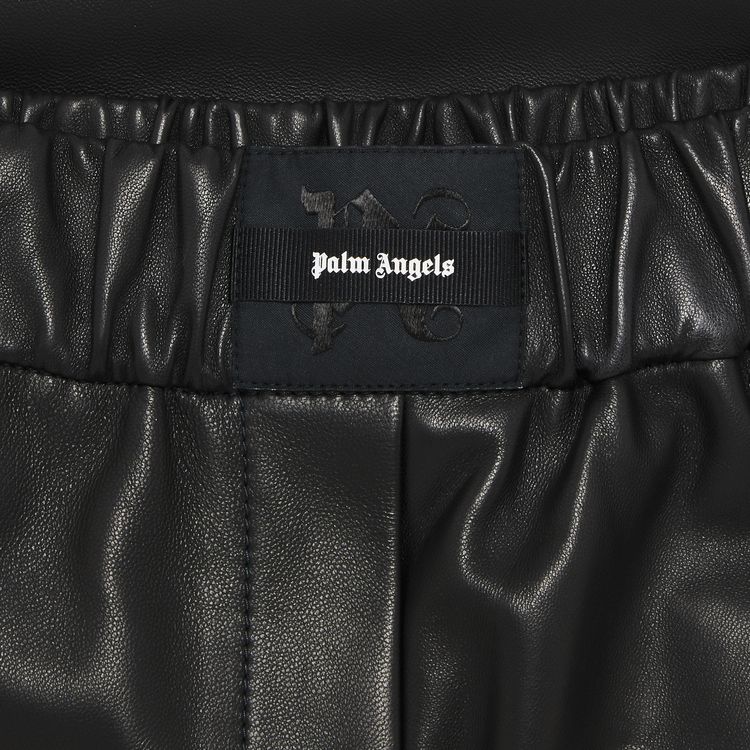 Palm Angels Monogram Leather Shorts Black