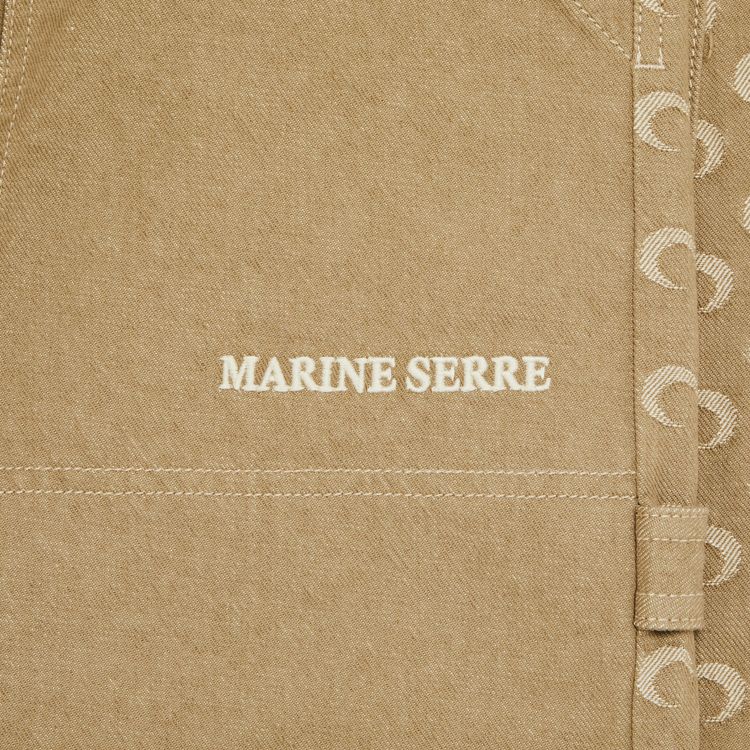 Marine Serre Moon Jacquard Twill Workwear Pants Dark Beige