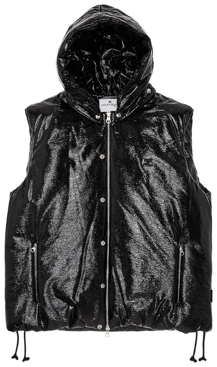 Courreges AC Vinyl Sleeveless Puffer Jacket Black