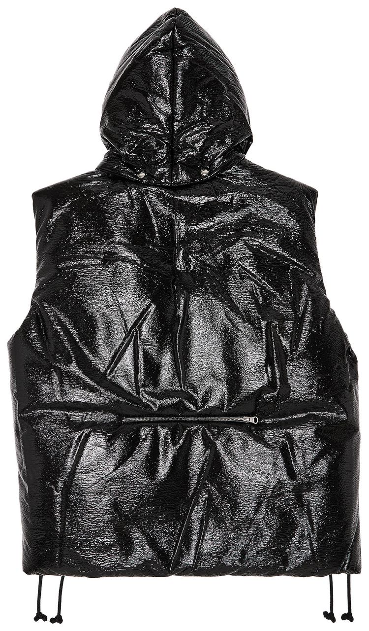 Courreges AC Vinyl Sleeveless Puffer Jacket Black