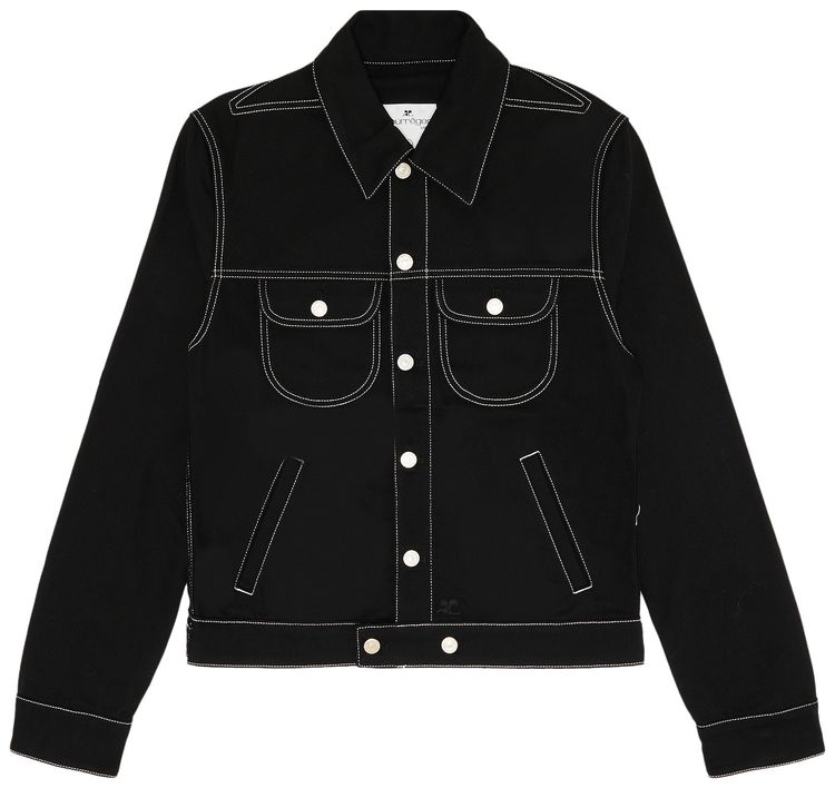 Courreges Denim Trucker Jacket BlackWhite