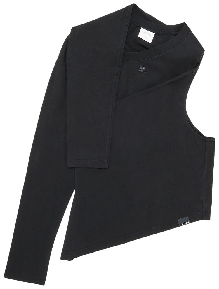 Courreges Off Shoulder T Shirt Black