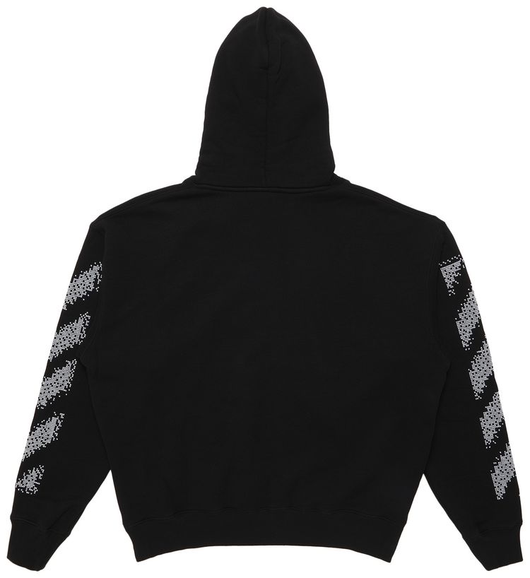 Off White Pixel Diag Skate Hoodie BlackWhite