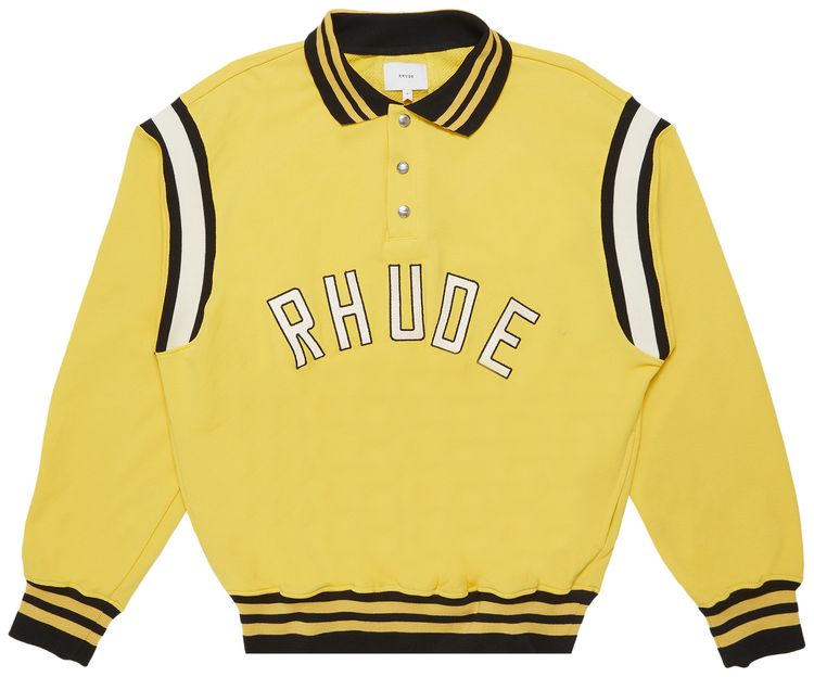 Rhude Long Sleeve Warm Up Polo YellowBlackCream
