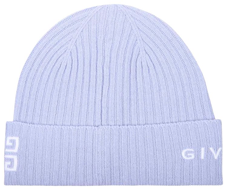 Givenchy Ribbed Embroidered Logo Beanie Light Blue