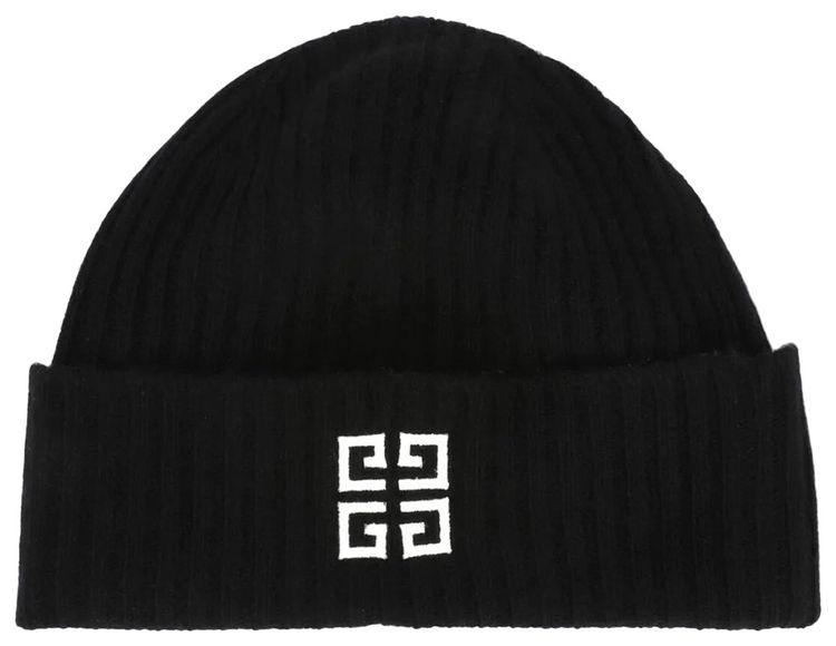 Givenchy Ribbed Embroidered Logo Beanie BlackWhite