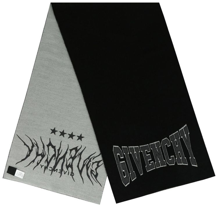 Givenchy Logo Stars Scarf BlackGrey