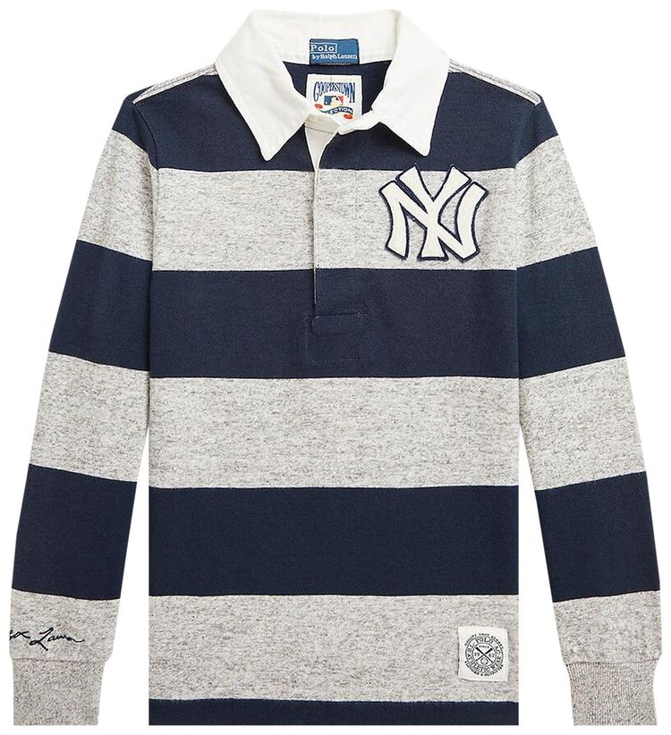Polo by Ralph Lauren x New York Yankees Kids Long Sleeve Rugby Polo Heather Grey