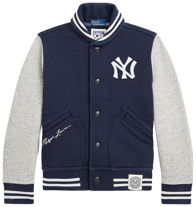Polo by Ralph Lauren x New York Yankees Kids Vintage Fleece Full Snap Jacket NavyHeather Grey