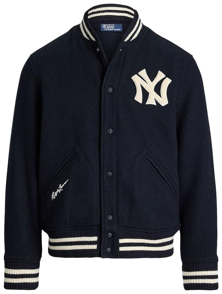 Polo by Ralph Lauren x New York Yankees Lined Full Snap Bomber Jacket Navy