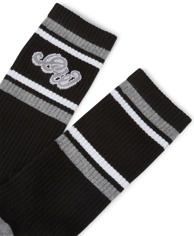 Off White Mid Calf Knit Socks BlackGrey