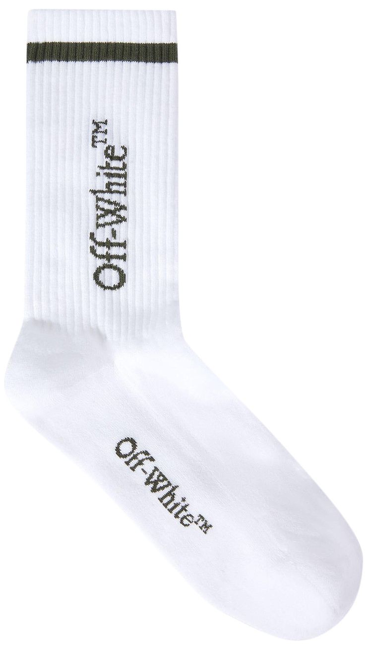 Off White Line Bookish Mid Calf Knit Socks White