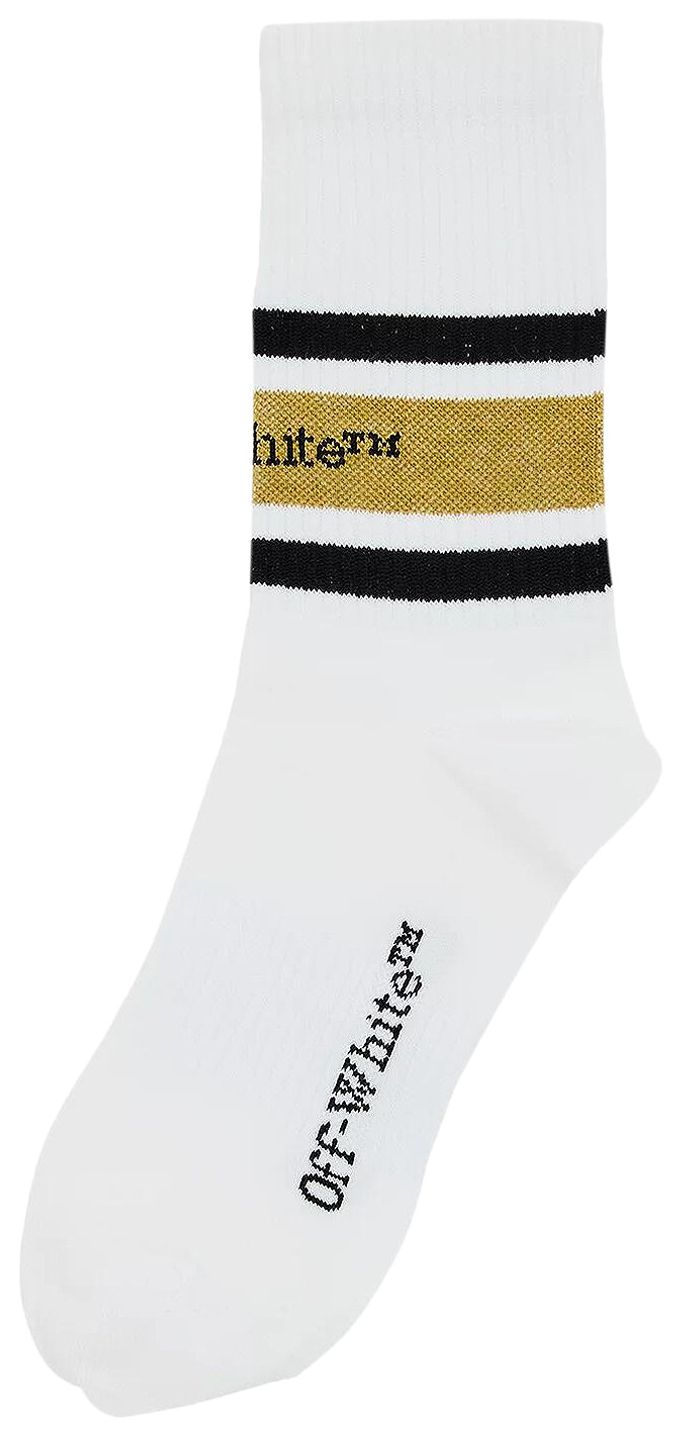 Off White Stripes Logo Long Socks WhiteOlive