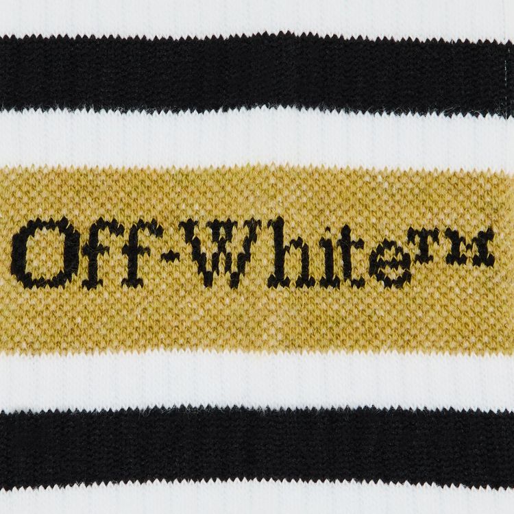 Off White Stripes Logo Long Socks WhiteOlive