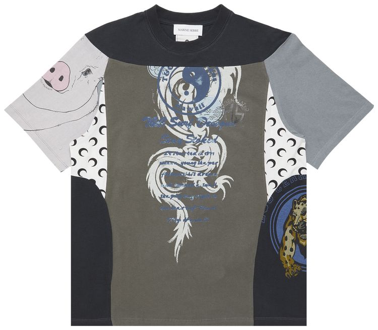 Marine Serre Regenerated Graphic T Shirt Black