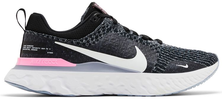 Nike React Infinity Run Flyknit 3 Black Football Grey Pink