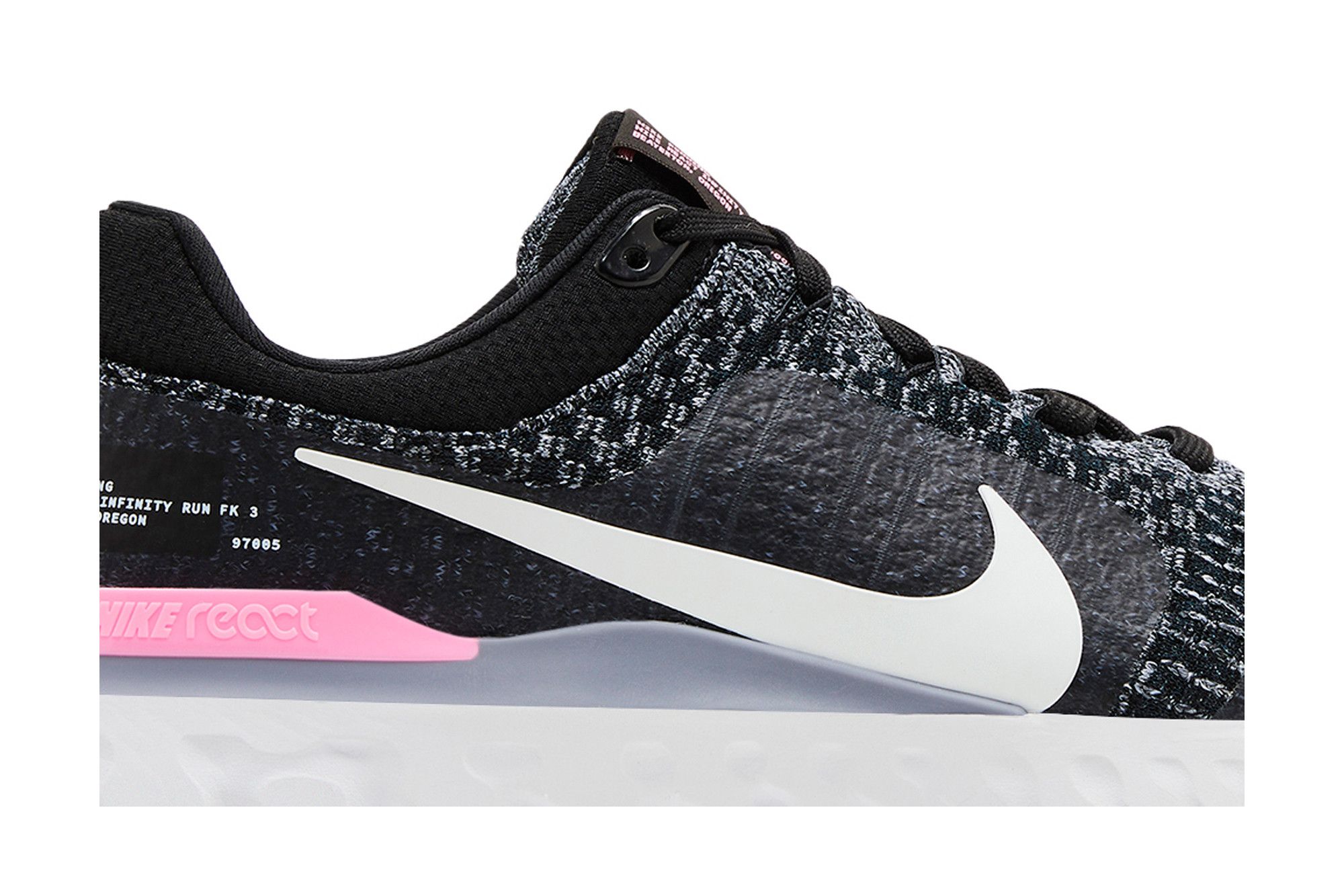 Buy React Infinity Run Flyknit 3 Black Football Grey Pink DZ3014 001 GOAT