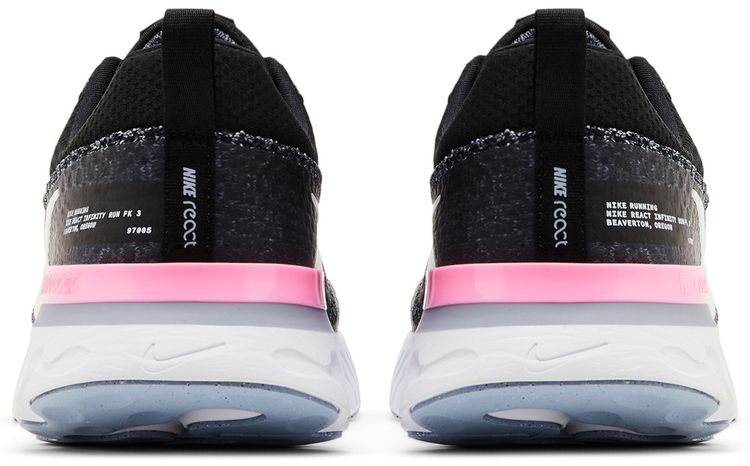 Nike React Infinity Run Flyknit 3 Black Football Grey Pink