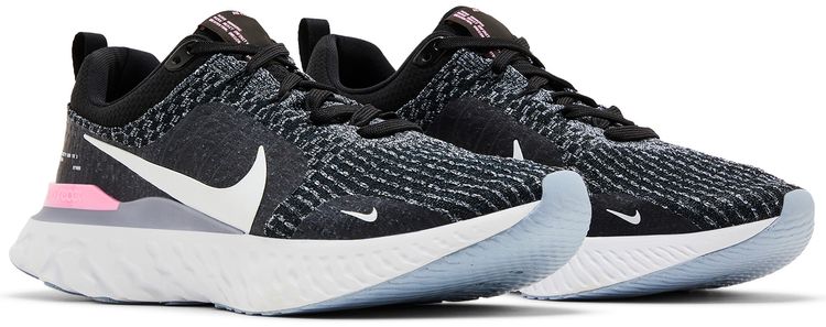 Nike React Infinity Run Flyknit 3 Black Football Grey Pink