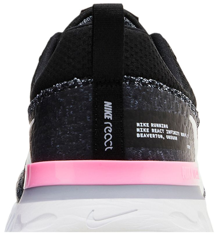 Nike React Infinity Run Flyknit 3 Black Football Grey Pink