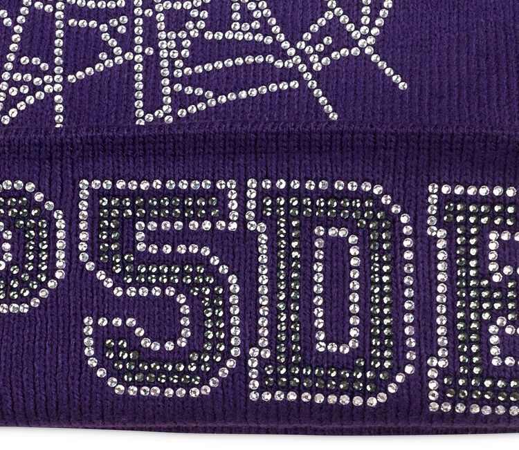 Sp5der Rhinestone Beanie Purple