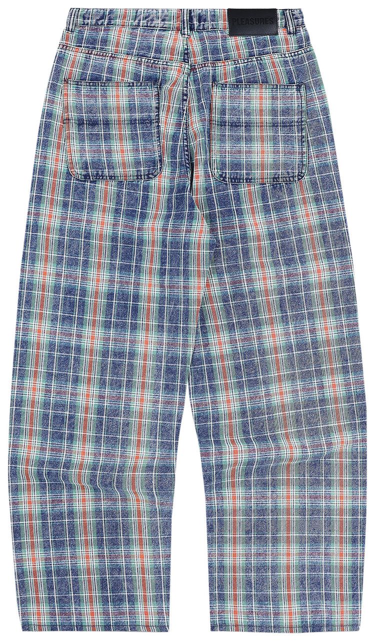 Pleasures Formula Plaid Baggy Jeans Navy