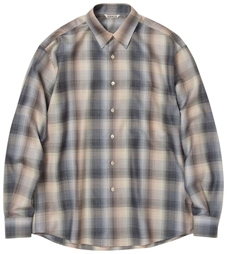Auralee Check Shirt BeigeBlue