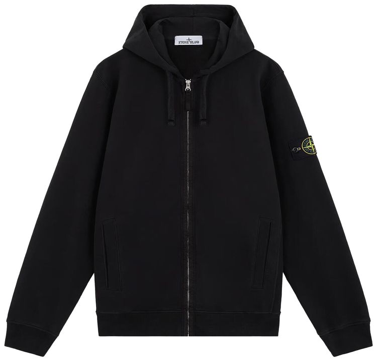 Stone Island Dyed Zip Hoodie Black