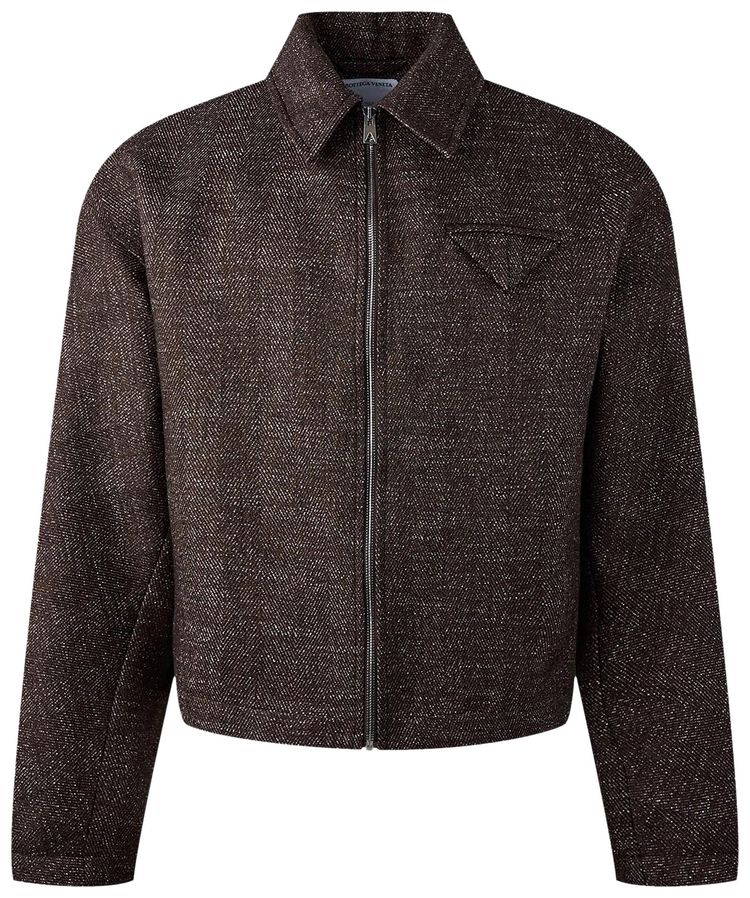 Bottega Veneta Textured Wool Speckled Kimono Jacket BrownKhakiWhite