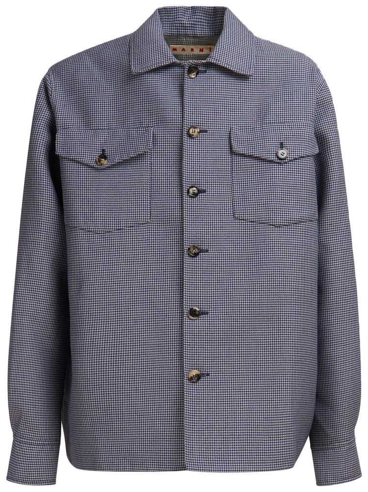 Marni Cropped Hem Organic Poplin Shirt Orion Blue