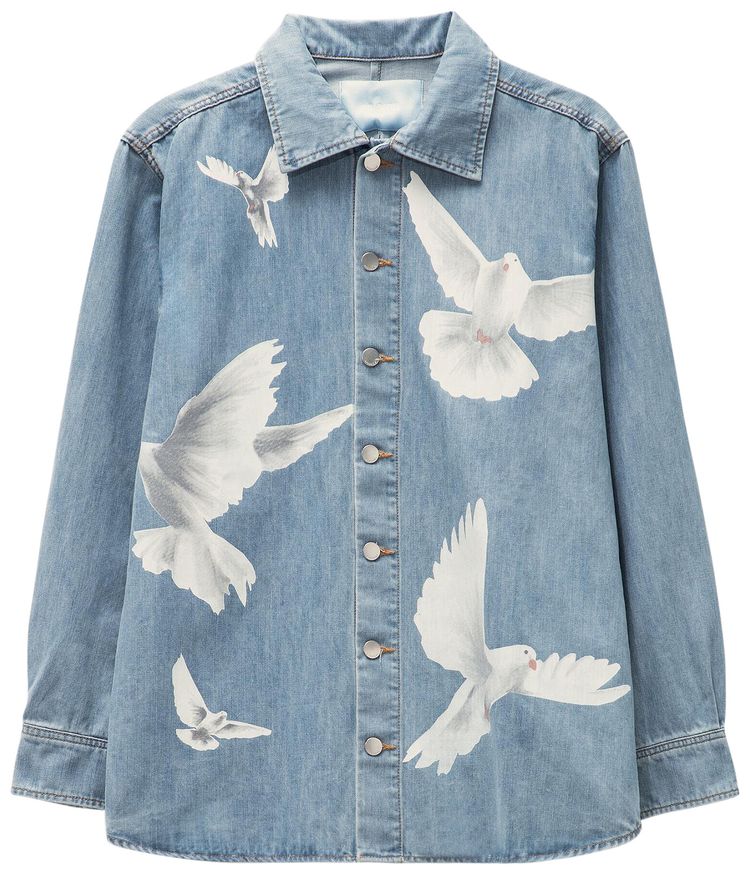 3PARADIS Freedom Birds Overshirt Washed Blue