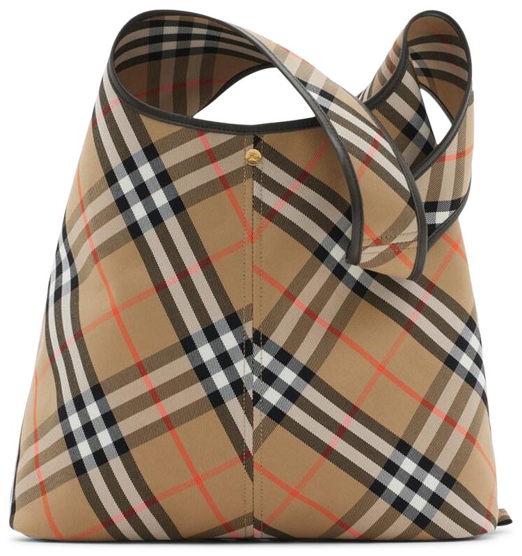 Burberry Large Checked Shoulder Bag Sand