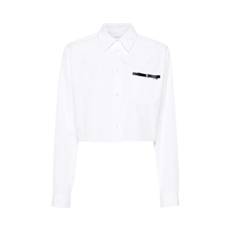 Givenchy Bow Cropped Long Sleeve Shirt White