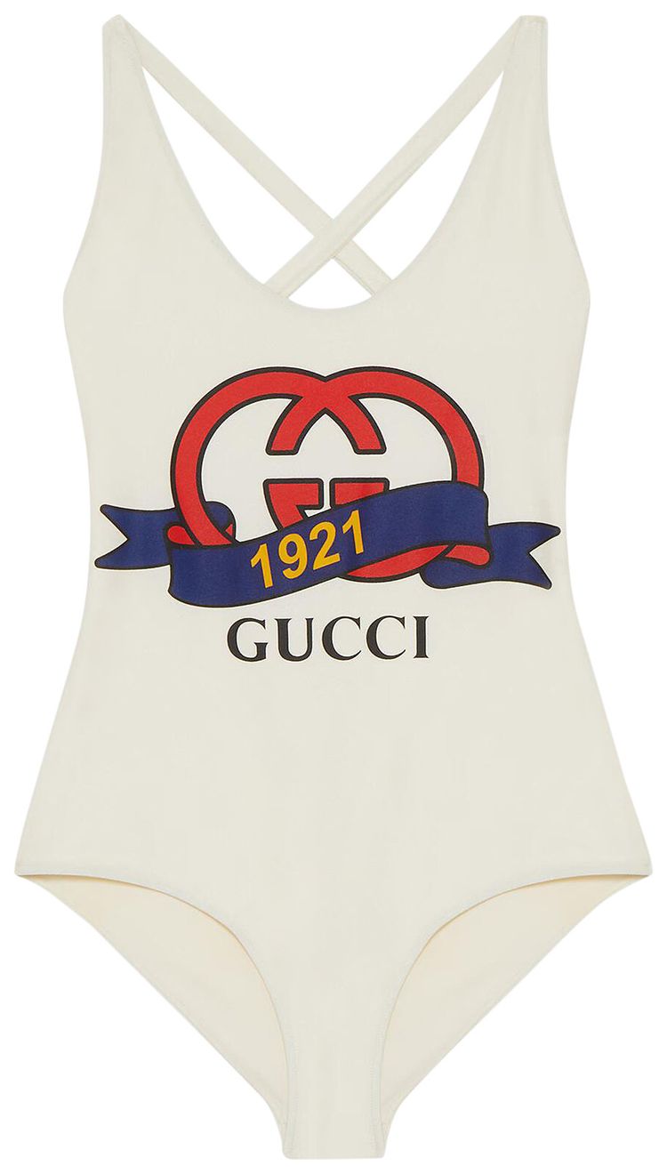 Gucci Sparkling Jersey Swimsuit Ivory
