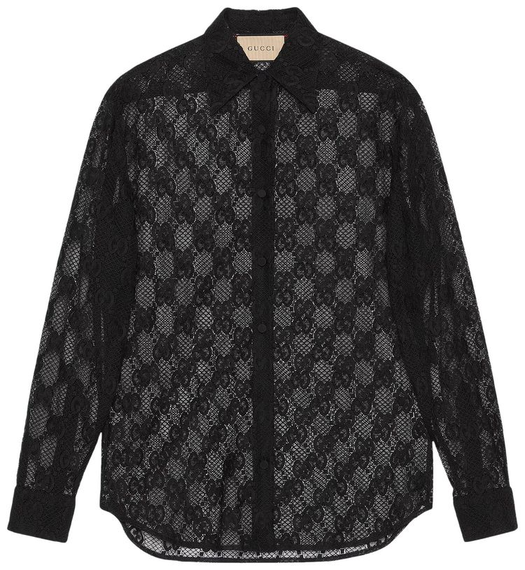 Gucci Lace Collared Shirt Black